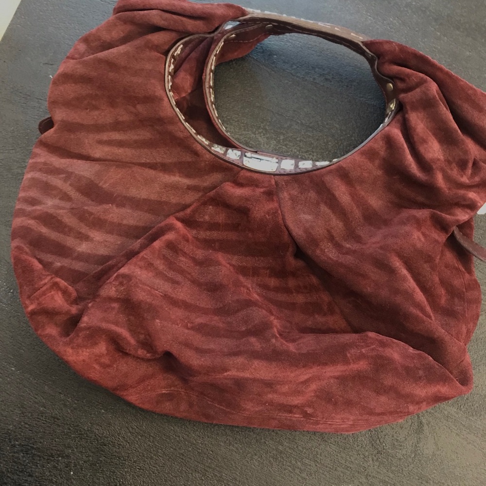 Jimmy Choo burgundy suede hobo bag